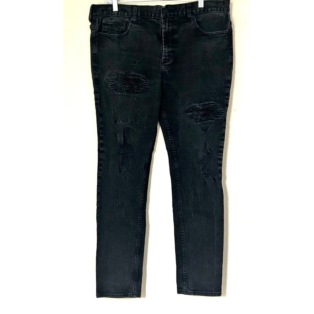 PacSun Skinny Comfort Stretch Distressed Black Jeans Mens 36x32 (Measures 36x30)